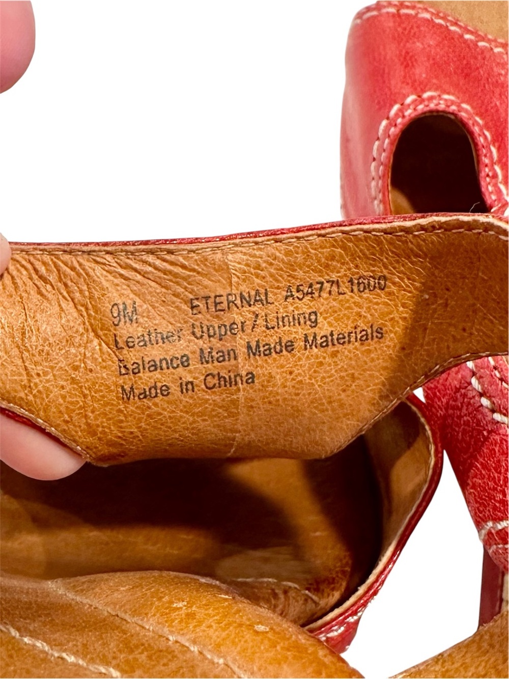 Anthropologie Naya Red Leather Wedge Sandals with Woven Espadrille Detail - 9 - Picture 8 of 11
